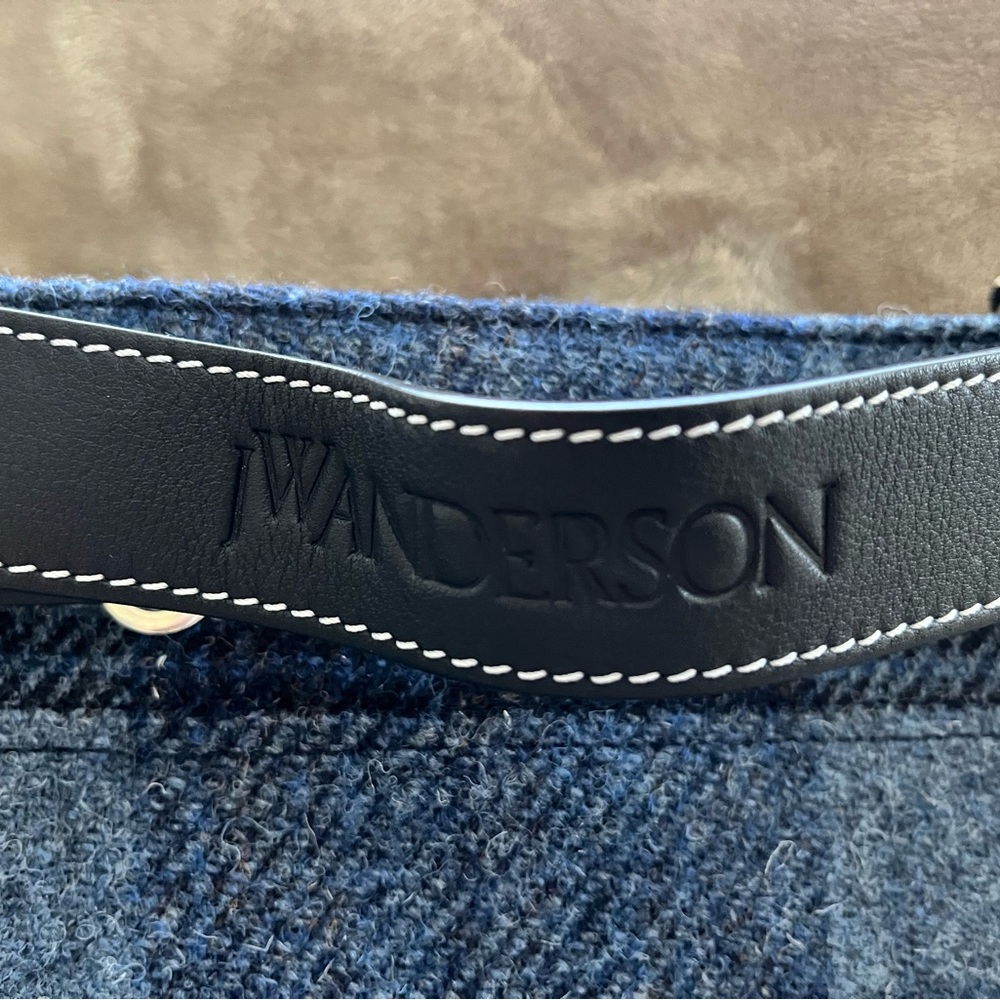 JW Anderson Harris Tweed Blue Plaid Women's Shoulder Bag - Picture 3 of 12